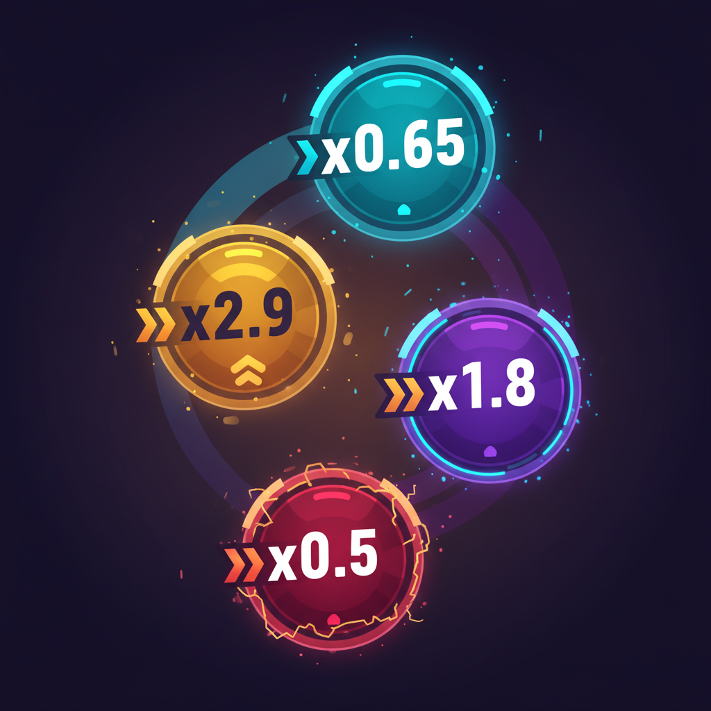 Circular multiplier badges showing floor values